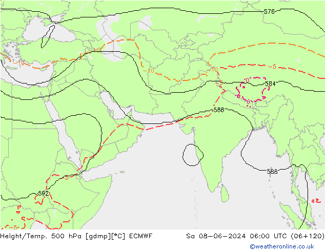 Yükseklik/Sıc. 500 hPa ECMWF Cts 08.06.2024 06 UTC