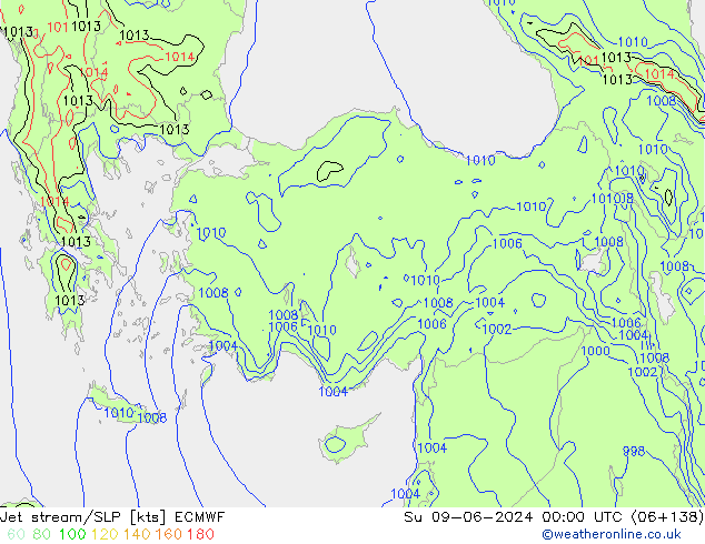 Corrente a getto ECMWF dom 09.06.2024 00 UTC