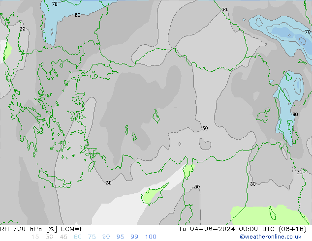 RH 700 hPa ECMWF Út 04.06.2024 00 UTC