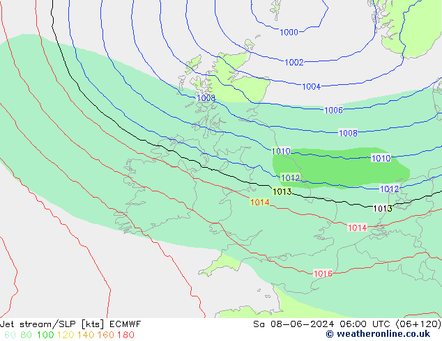 Jet stream/SLP ECMWF So 08.06.2024 06 UTC