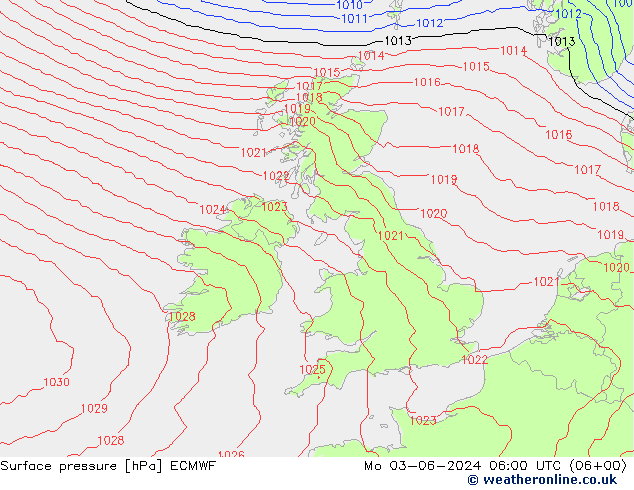 Yer basıncı ECMWF Pzt 03.06.2024 06 UTC