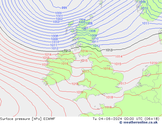 Luchtdruk (Grond) ECMWF di 04.06.2024 00 UTC