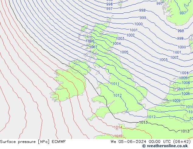 Surface pressure ECMWF We 05.06.2024 00 UTC