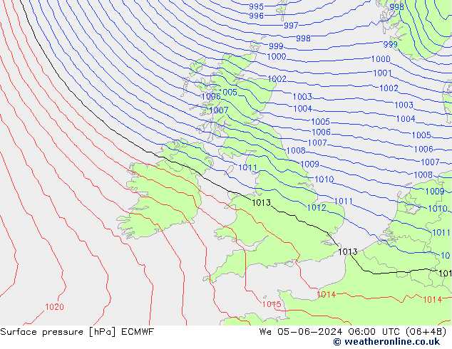 Surface pressure ECMWF We 05.06.2024 06 UTC