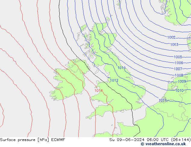 ciśnienie ECMWF nie. 09.06.2024 06 UTC