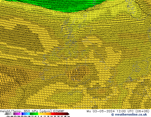 Height/Temp. 850 hPa ECMWF  03.06.2024 12 UTC