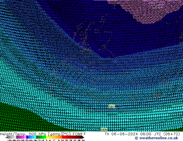 Geop./Temp. 500 hPa ECMWF jue 06.06.2024 06 UTC