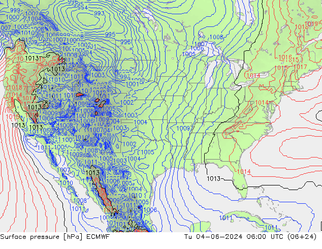 Surface pressure ECMWF Tu 04.06.2024 06 UTC