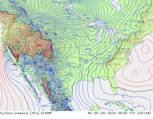 Pressione al suolo ECMWF mer 05.06.2024 06 UTC