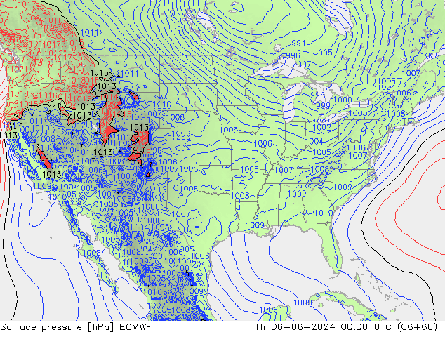 Surface pressure ECMWF Th 06.06.2024 00 UTC