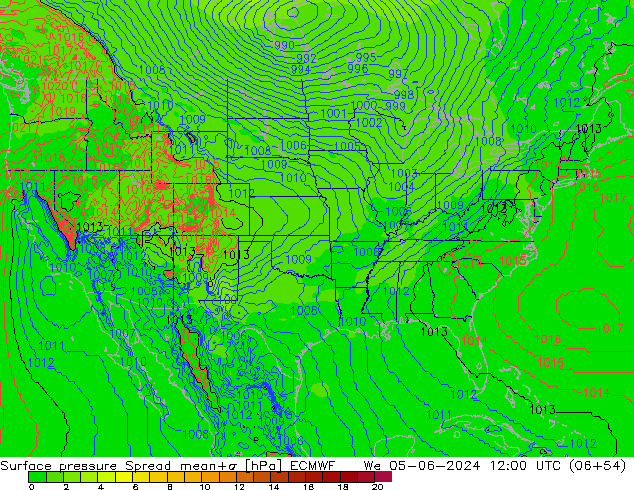 Yer basıncı Spread ECMWF Çar 05.06.2024 12 UTC