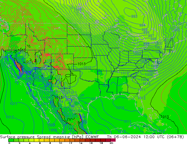 Bodendruck Spread ECMWF Do 06.06.2024 12 UTC