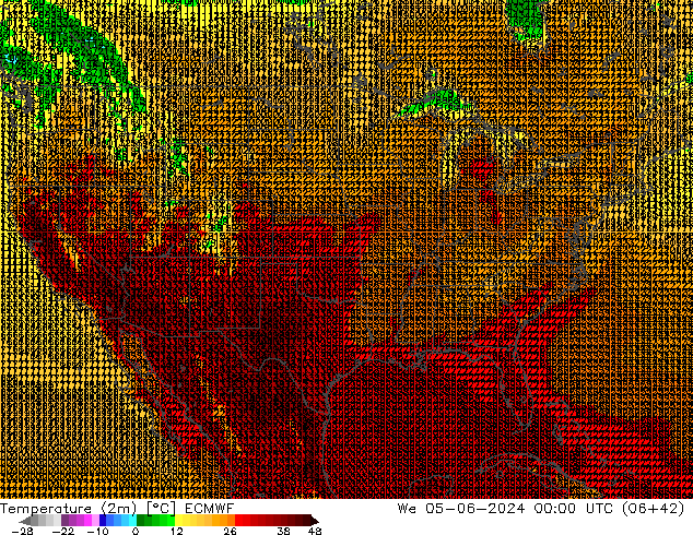 Temperatura (2m) ECMWF Qua 05.06.2024 00 UTC