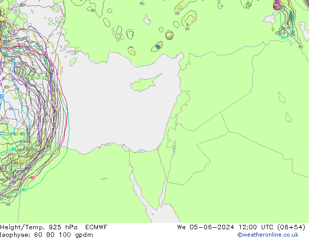 Height/Temp. 925 hPa ECMWF Mi 05.06.2024 12 UTC