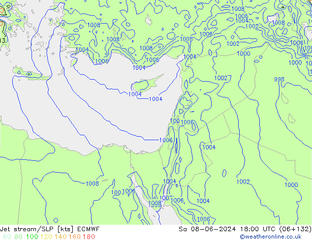 Jet stream/SLP ECMWF So 08.06.2024 18 UTC