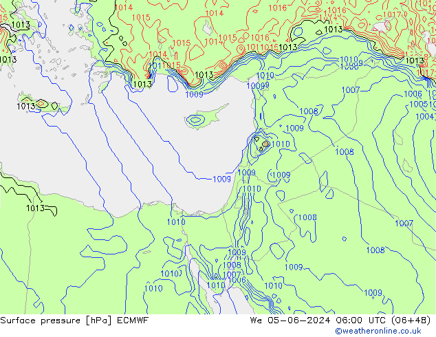 pressão do solo ECMWF Qua 05.06.2024 06 UTC