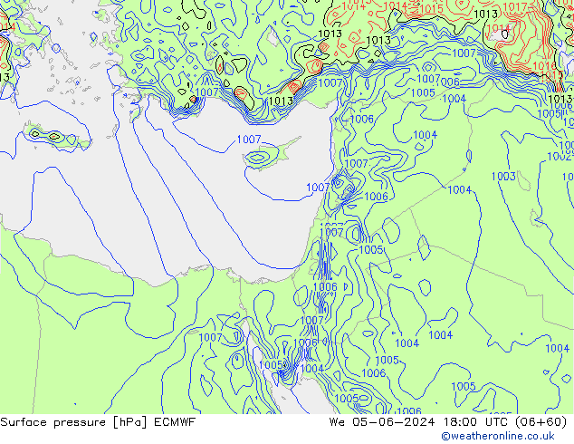 Luchtdruk (Grond) ECMWF wo 05.06.2024 18 UTC