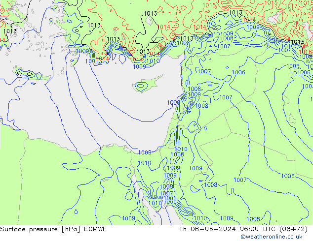 приземное давление ECMWF чт 06.06.2024 06 UTC