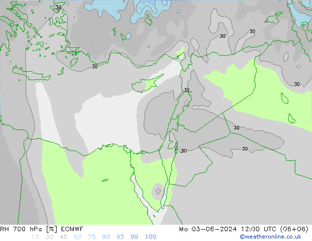 RH 700 hPa ECMWF Mo 03.06.2024 12 UTC