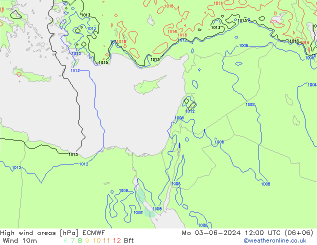 High wind areas ECMWF Mo 03.06.2024 12 UTC