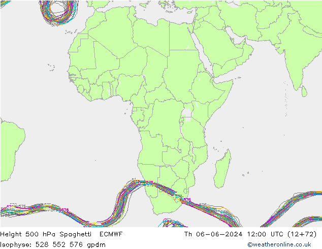 Géop. 500 hPa Spaghetti ECMWF jeu 06.06.2024 12 UTC