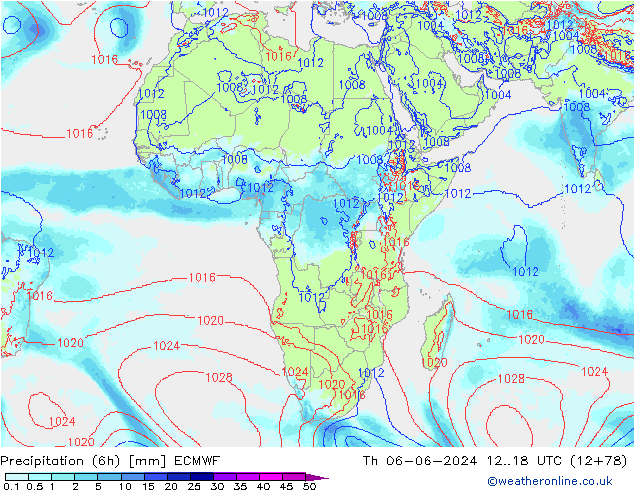 Precipitation (6h) ECMWF Th 06.06.2024 18 UTC