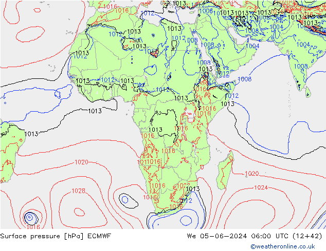 Surface pressure ECMWF We 05.06.2024 06 UTC