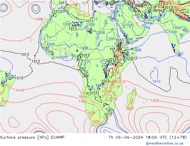 ciśnienie ECMWF czw. 06.06.2024 18 UTC