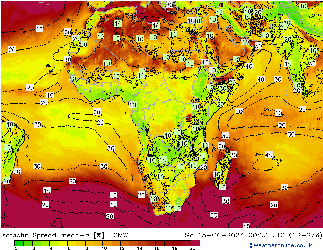 Isotachen Spread ECMWF Sa 15.06.2024 00 UTC