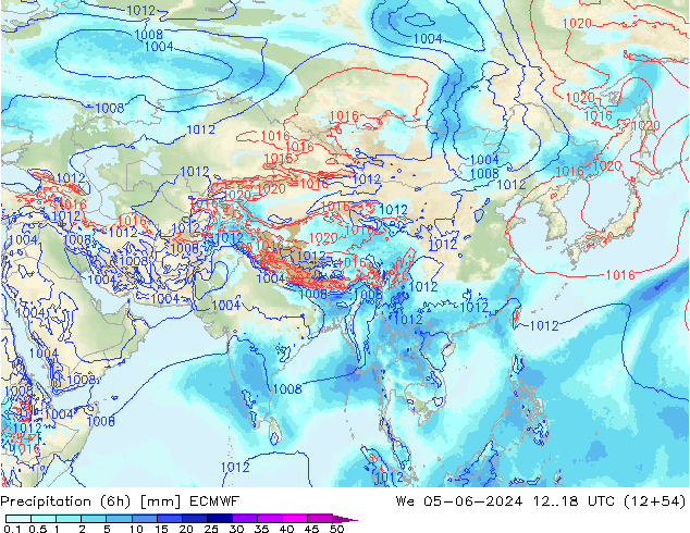 Precipitation (6h) ECMWF We 05.06.2024 18 UTC