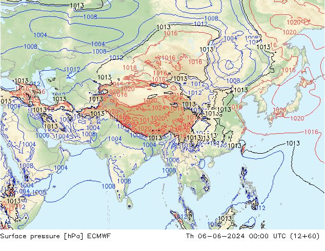 Luchtdruk (Grond) ECMWF do 06.06.2024 00 UTC