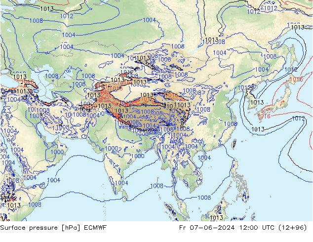 Yer basıncı ECMWF Cu 07.06.2024 12 UTC