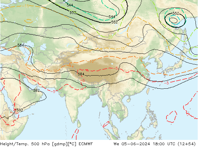 Height/Temp. 500 hPa ECMWF We 05.06.2024 18 UTC