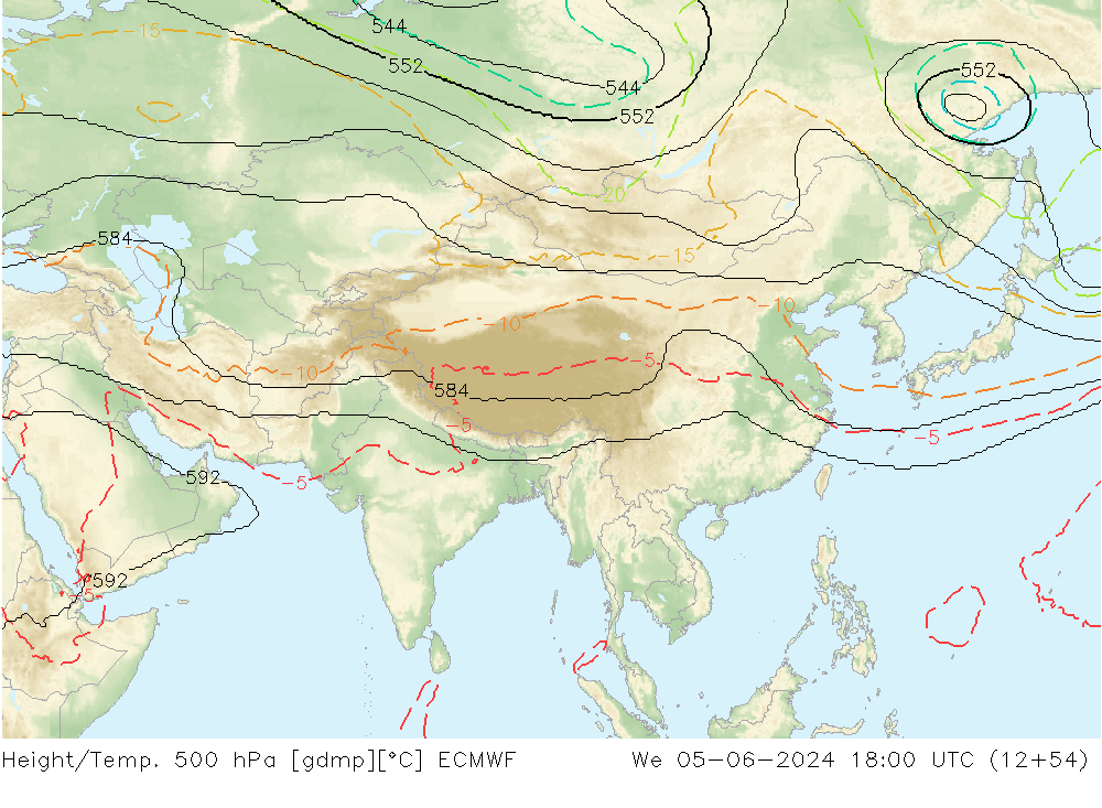 Height/Temp. 500 hPa ECMWF  05.06.2024 18 UTC