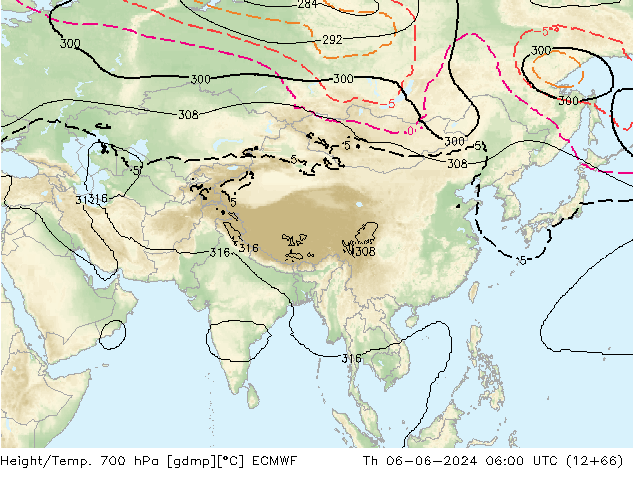 Yükseklik/Sıc. 700 hPa ECMWF Per 06.06.2024 06 UTC