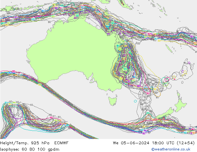 Height/Temp. 925 hPa ECMWF mer 05.06.2024 18 UTC