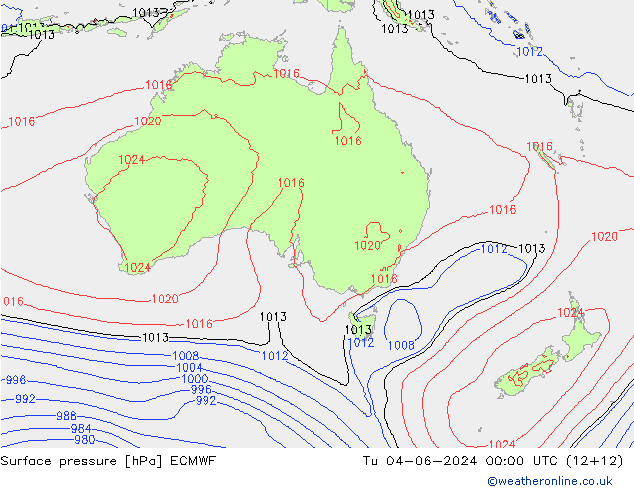 Pressione al suolo ECMWF mar 04.06.2024 00 UTC