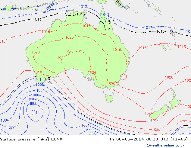 Atmosférický tlak ECMWF Čt 06.06.2024 06 UTC