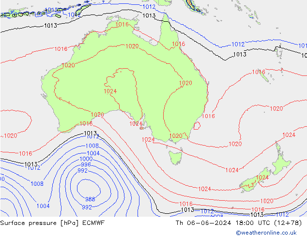 Luchtdruk (Grond) ECMWF do 06.06.2024 18 UTC