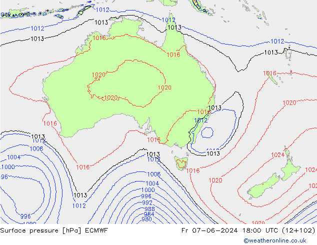 pression de l'air ECMWF ven 07.06.2024 18 UTC