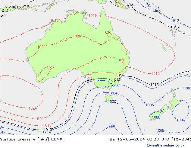 Yer basıncı ECMWF Çar 12.06.2024 00 UTC