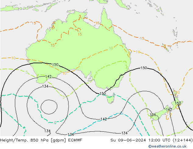 Height/Temp. 850 hPa ECMWF Su 09.06.2024 12 UTC