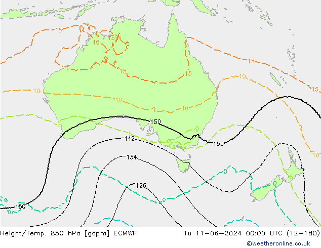 Height/Temp. 850 hPa ECMWF  11.06.2024 00 UTC