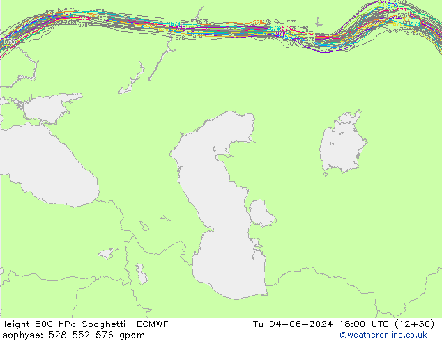 Height 500 hPa Spaghetti ECMWF Ter 04.06.2024 18 UTC