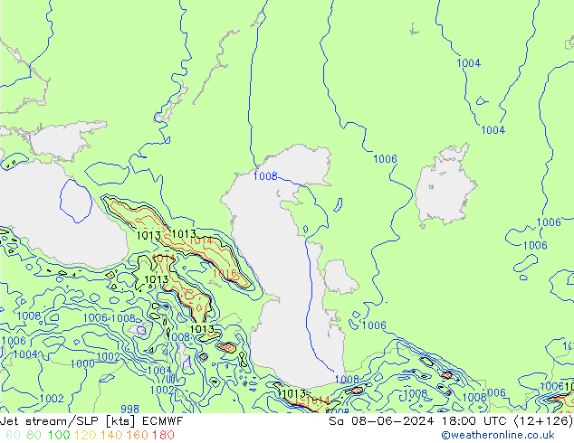 Straalstroom/SLP ECMWF za 08.06.2024 18 UTC