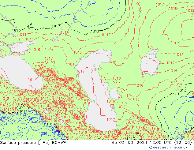 приземное давление ECMWF пн 03.06.2024 18 UTC