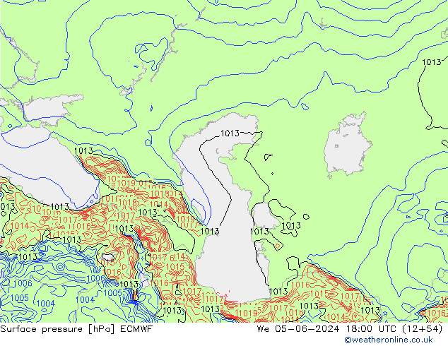 pressão do solo ECMWF Qua 05.06.2024 18 UTC