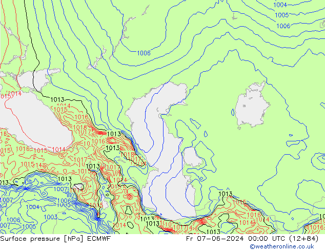 Surface pressure ECMWF Fr 07.06.2024 00 UTC