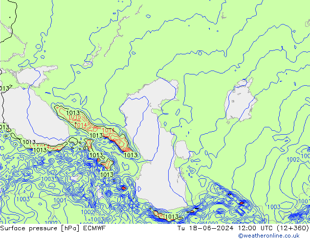 pressão do solo ECMWF Ter 18.06.2024 12 UTC