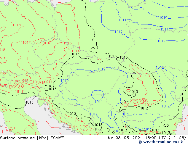 Luchtdruk (Grond) ECMWF ma 03.06.2024 18 UTC